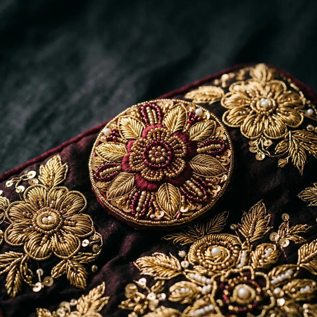 Handcrafted Beaded Brooch Detail