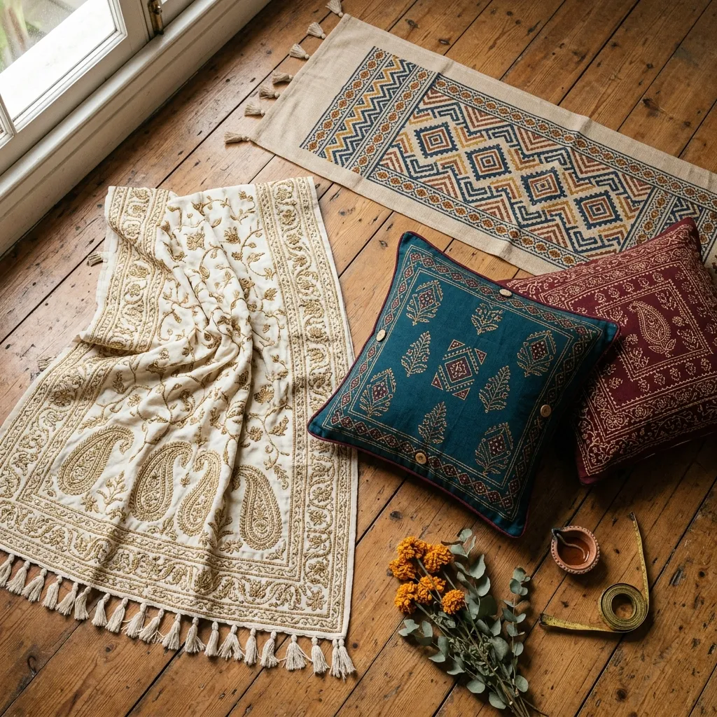 Luxury Indian Home Furnishing Collection Flatlay