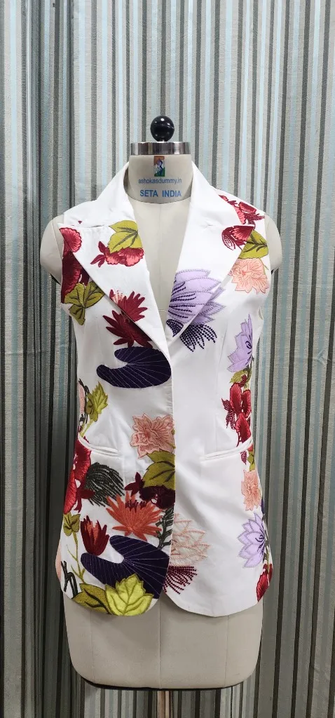 Machine Embroidered Floral Vest