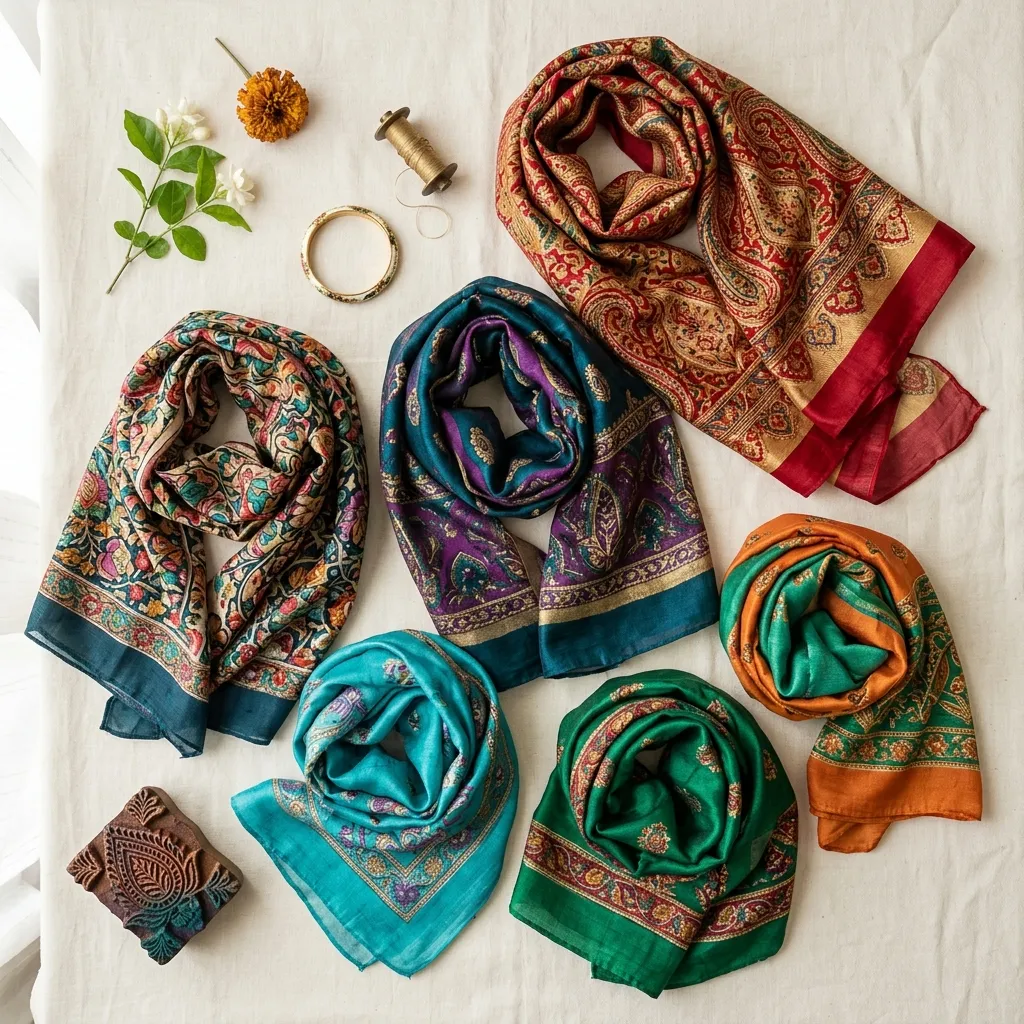Luxury Indian Silk Scarves Collection