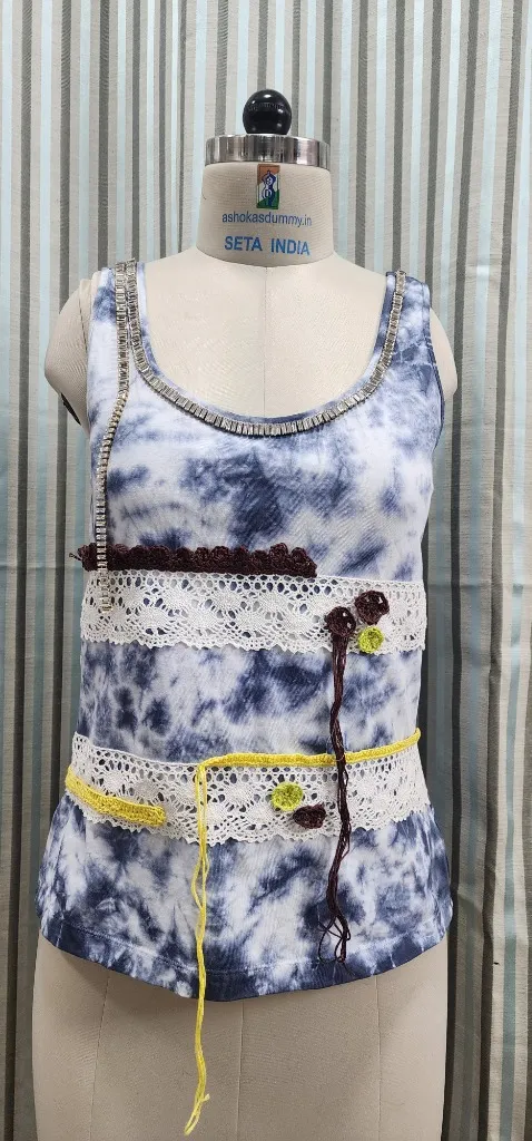Tie Dye Top with Lace and Crochet Detail